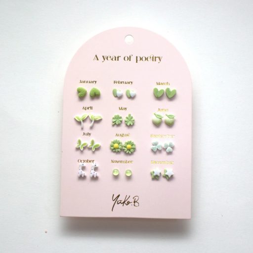 Yuko B A year of fresh green poetry fülbevaló szett